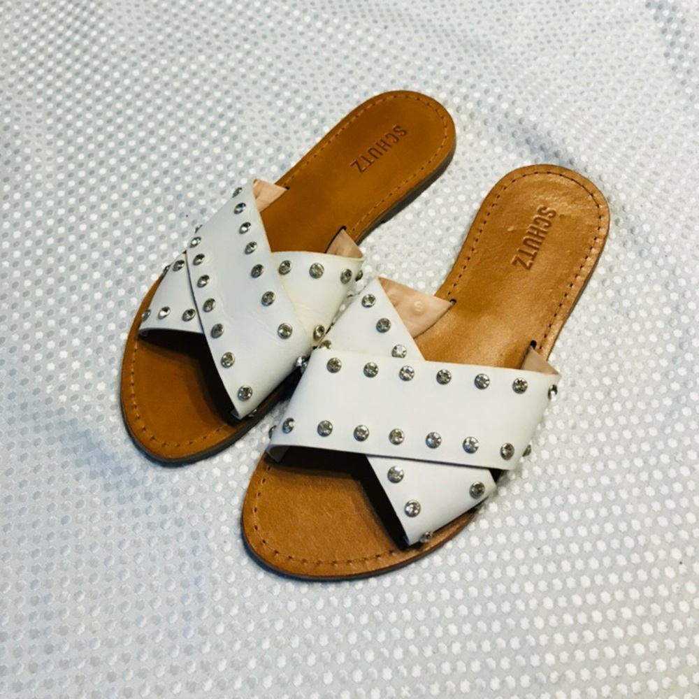 SCHUTZ Sandals white new leather size 8